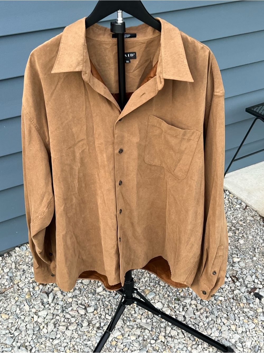 Men's Casual Button-Down Suede-Look Shirt Jacket - Tan